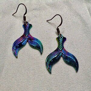 Mermaid Tail Earrings Rainbow Chrome Jet Fuel NEW